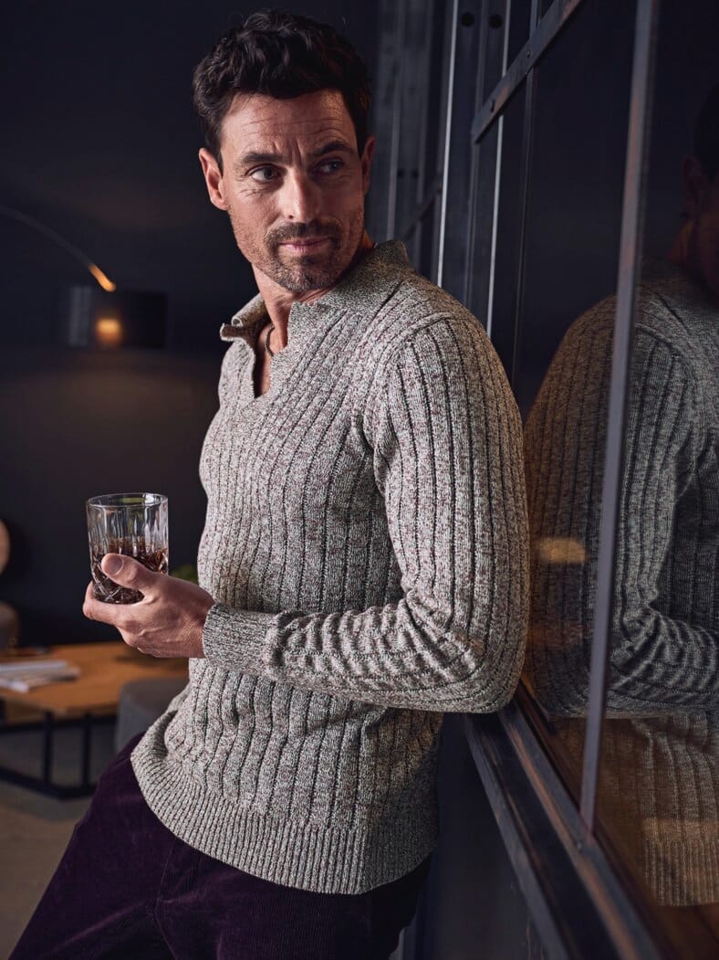 Tricolor-Polo mint/bordeaux/weiß-melange