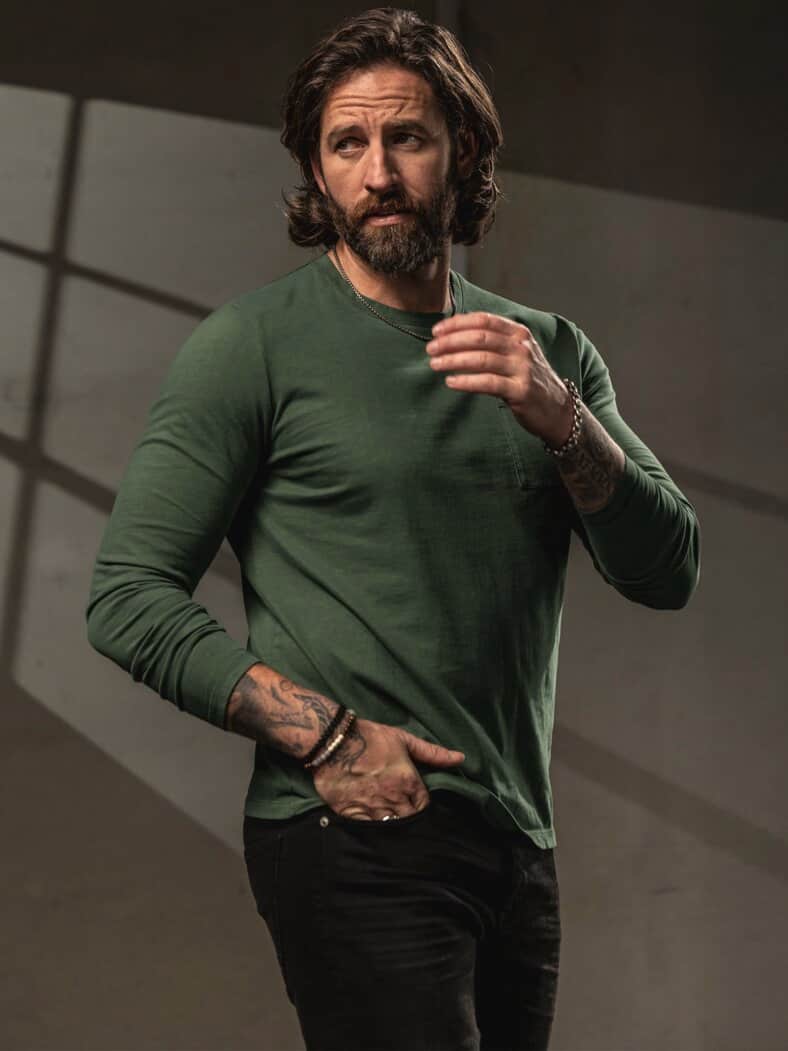 Gepfirsichtes Longsleeve olivin