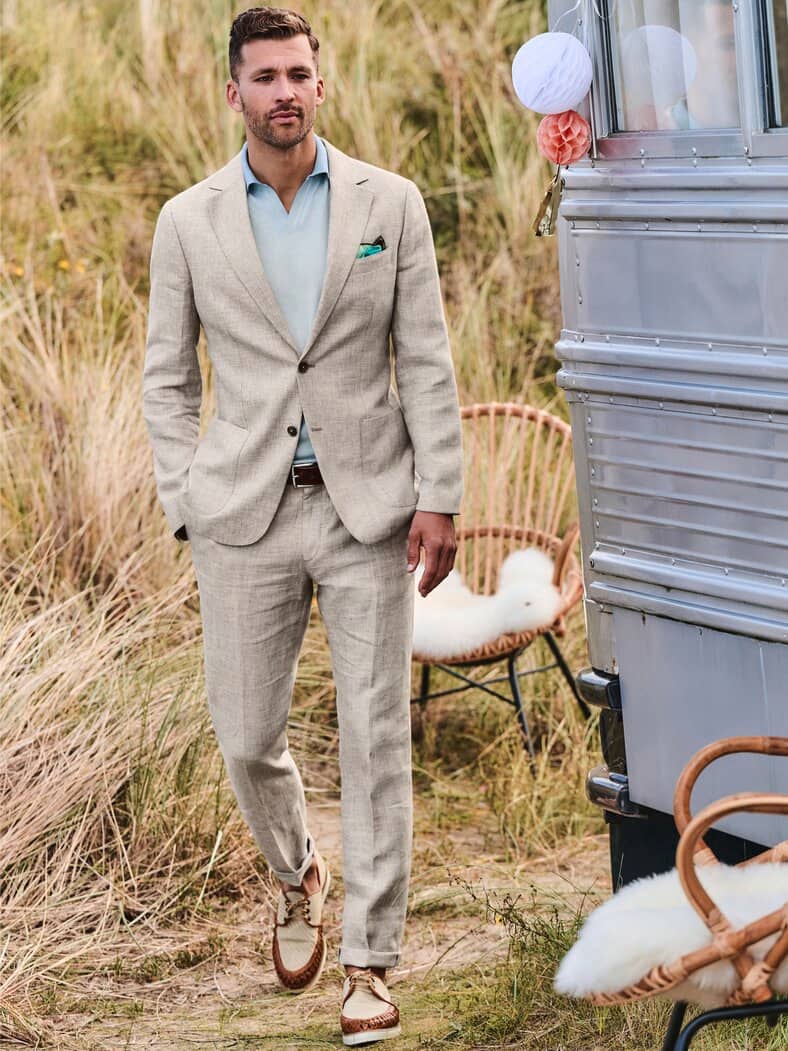 Formentera-Anzugsakko naturleinen