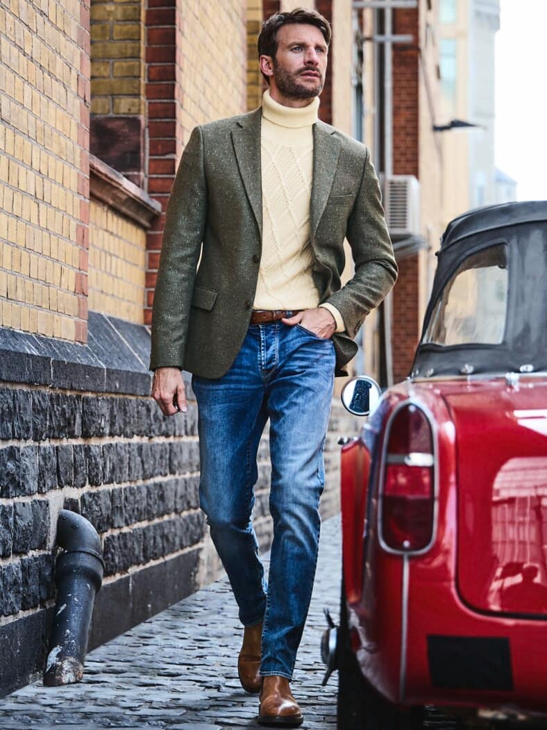 Flammgarn-Anzugsakko waldgrün