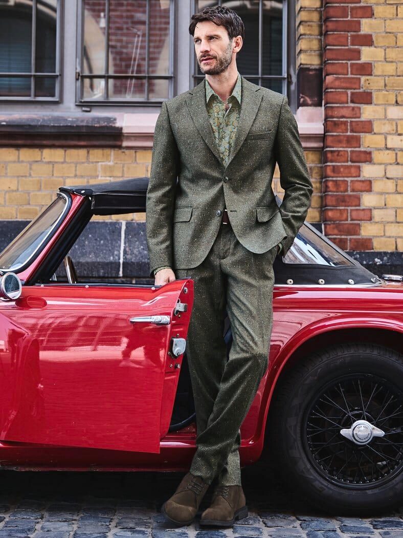 Flammgarn-Anzughose waldgrün