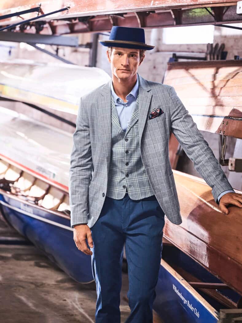 Feinkariertes Sakko himmelgrau kariert