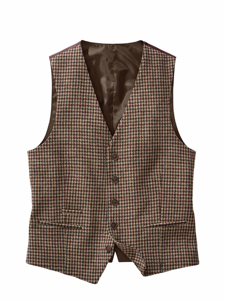 Farbkreis-Tweed-Weste whiskey