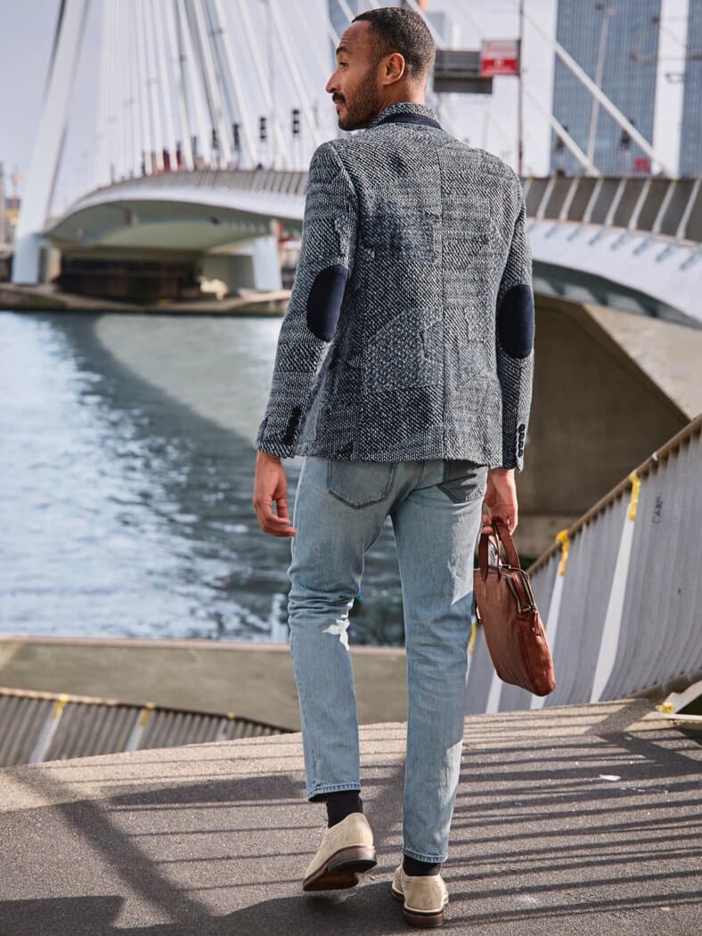 Sashiko-Strick-Janker nebelgrau