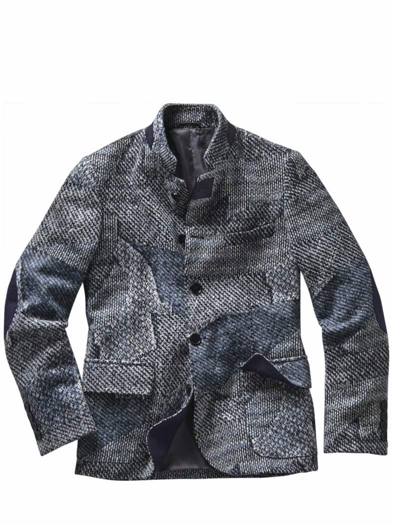 Sashiko-Strick-Janker nebelgrau