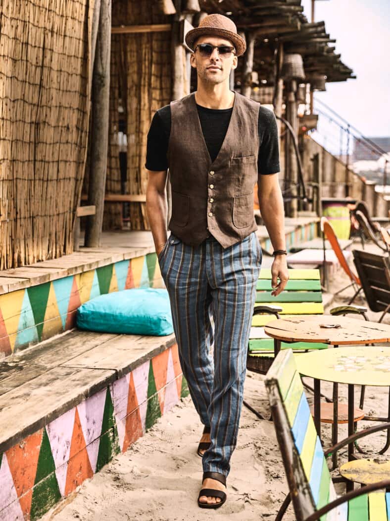 Streifenchino Essenza meeresklippenblau