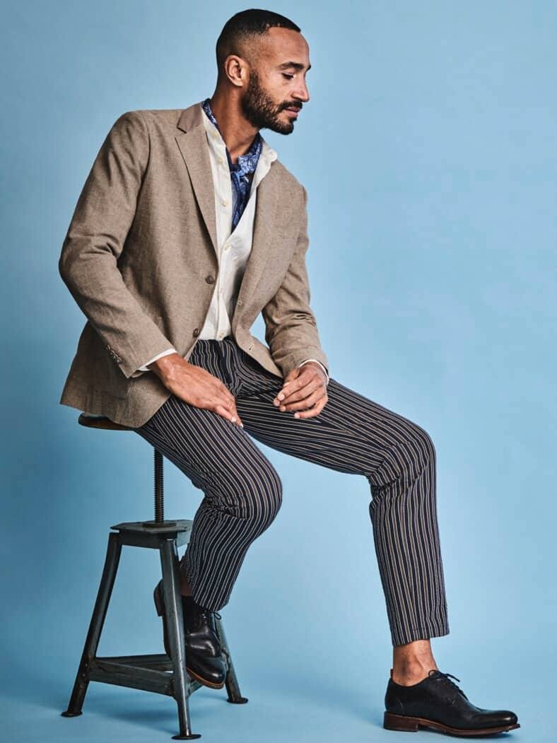 Blackbeard-Chino navy-braun-gestreift