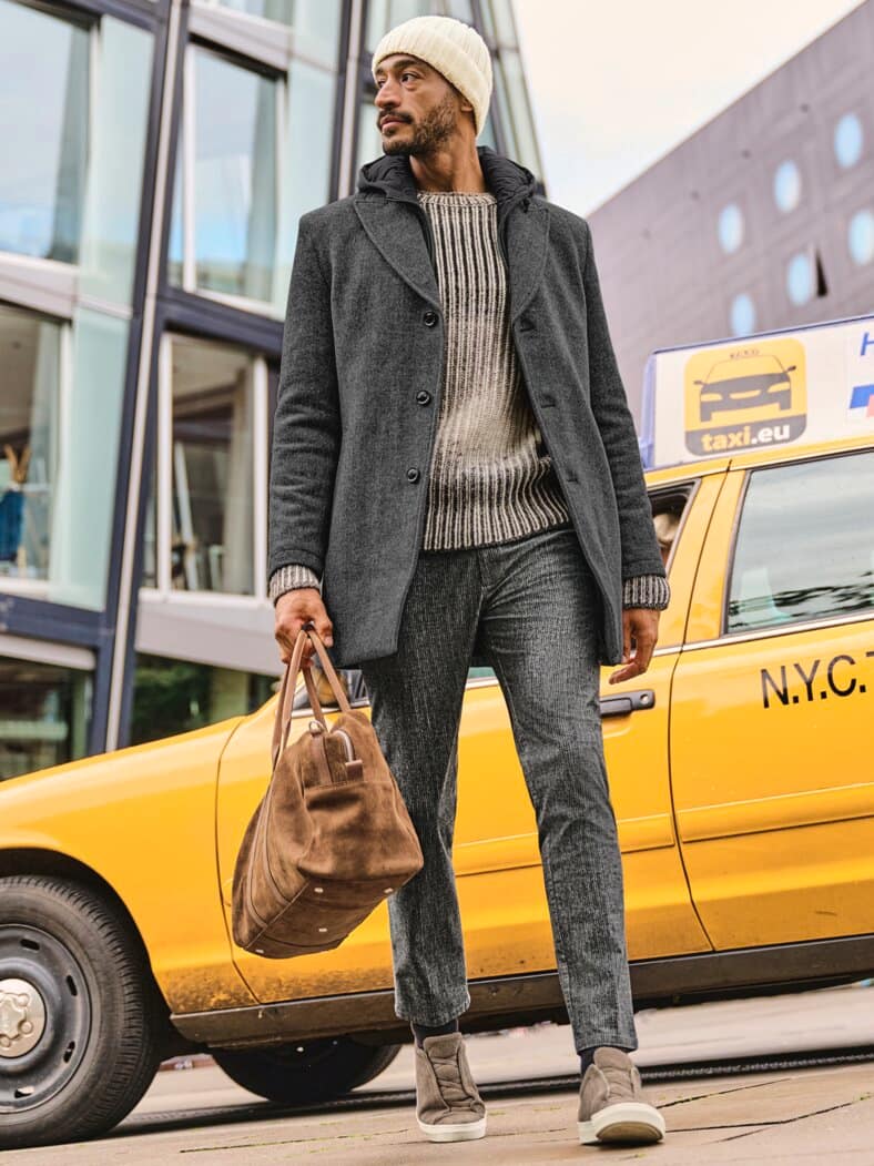 Bundfaltenträgerhose steingrau