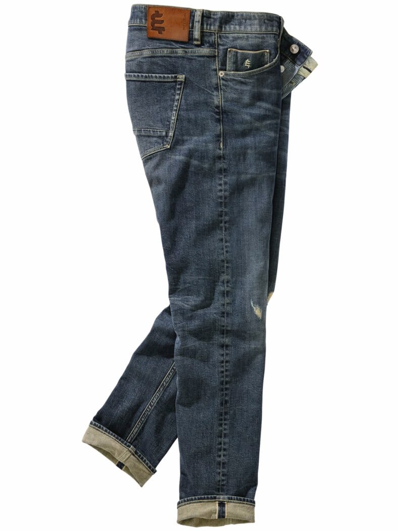 Gerockte Selvedge-Jeans midblue washed