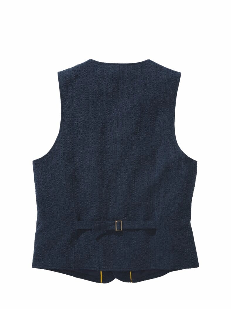 Seersucker-Leinenweste indigo