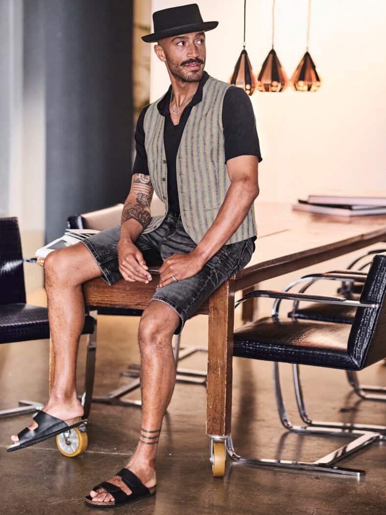 Denim-Shorts Rauhbein vulkangestein