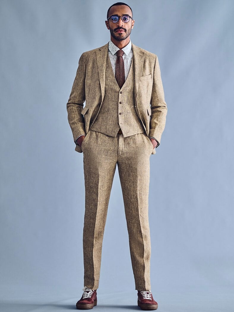 Pointillismus-Anzughose rotisseursenf