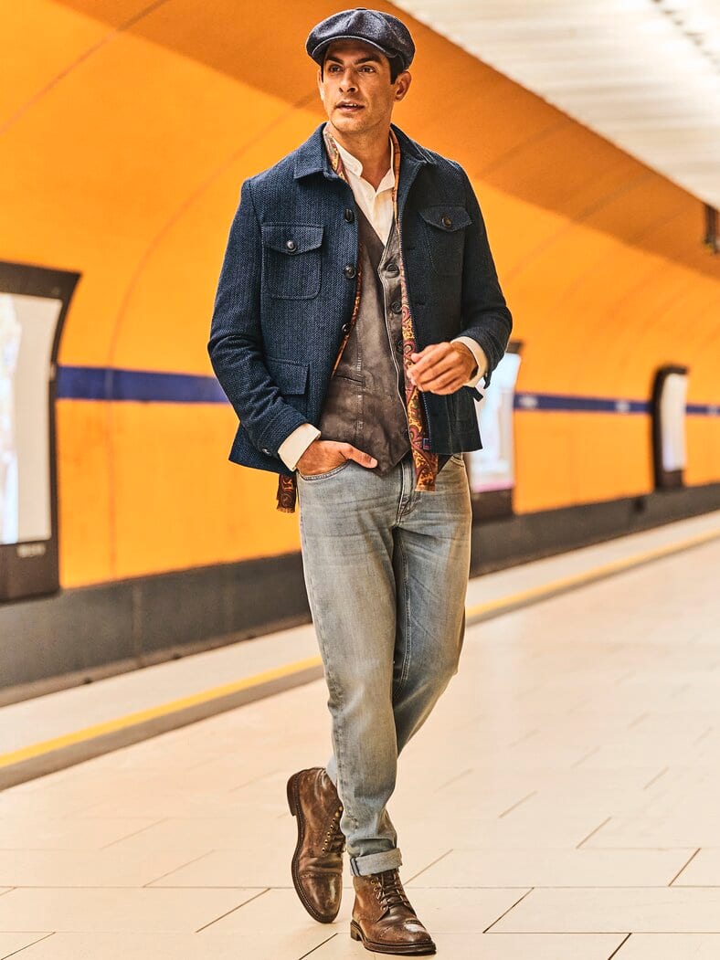 Five-Pocket-Sakko adelblau