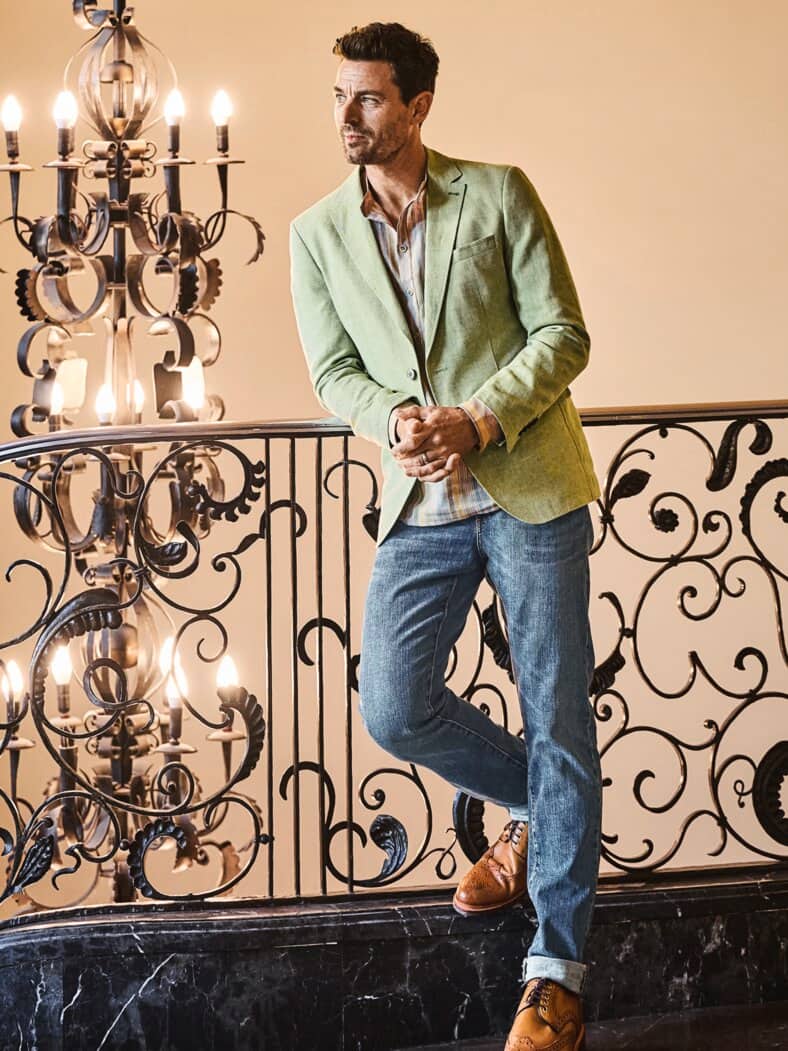 Lebendiges Leinen-Sakko apfelgrün