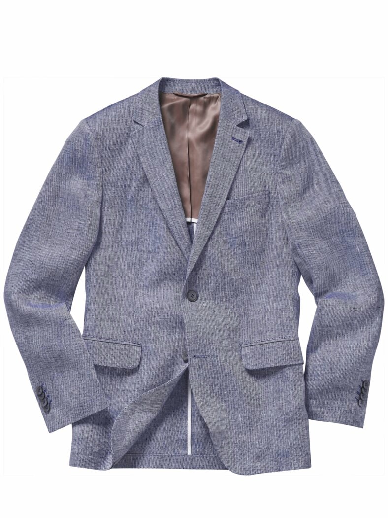 Lebendiges Leinen-Sakko mittelmeerblau