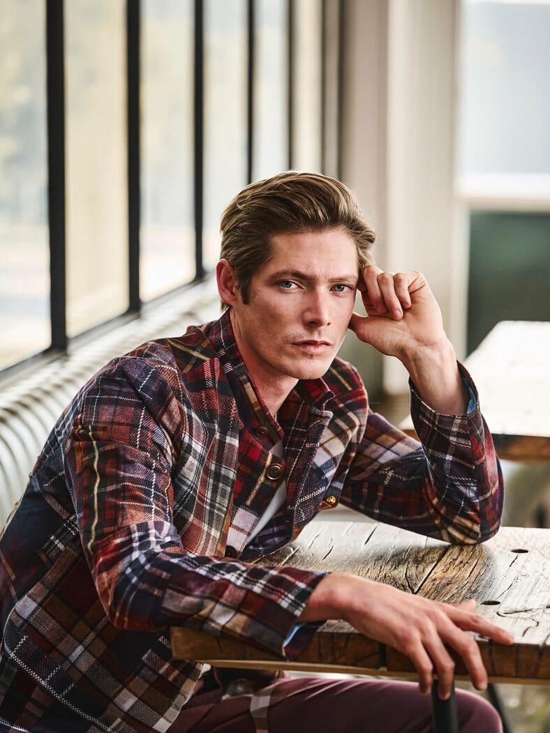 Cordsakko Lusandro Check marine/burgunder