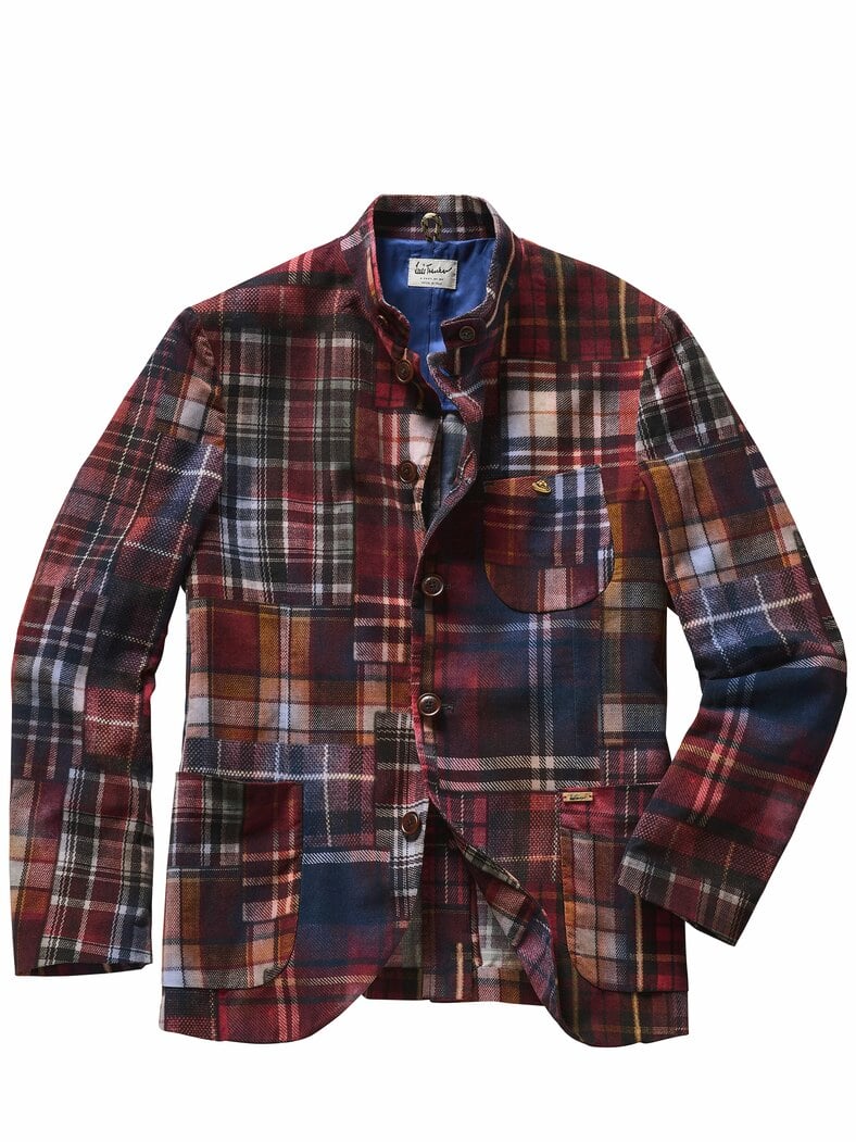 Cordsakko Lusandro Check marine/burgunder