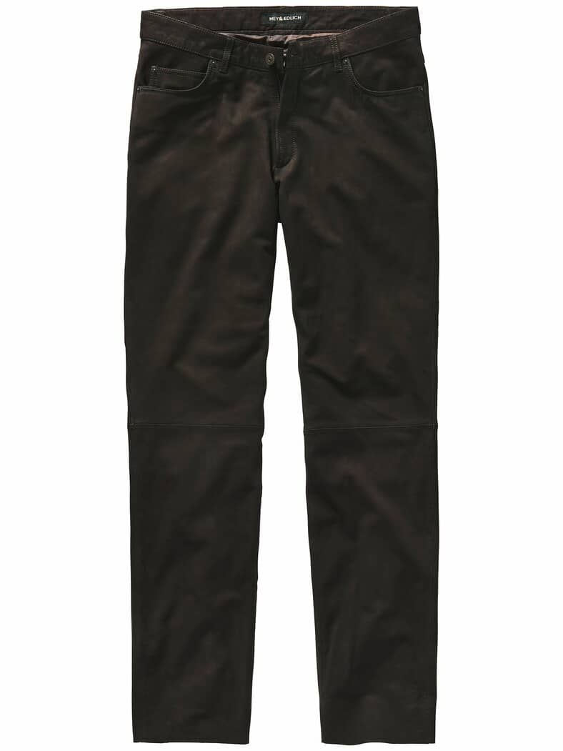 Berg-und-Tal-Lederjeans kaffeebraun