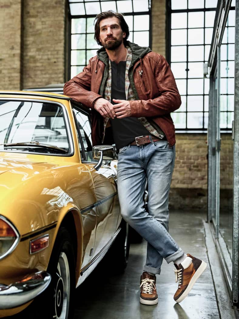 Hausboot-Lederjacke whiskey