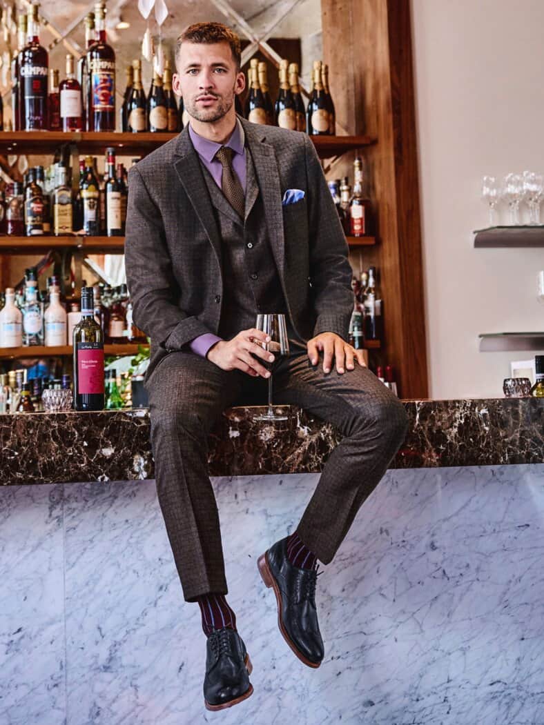 Gangstercharme-Anzughose Karo birminghambraun