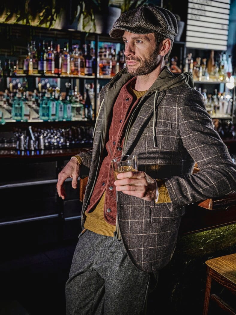 Brot & Spiele-Hose Fischgrät grau