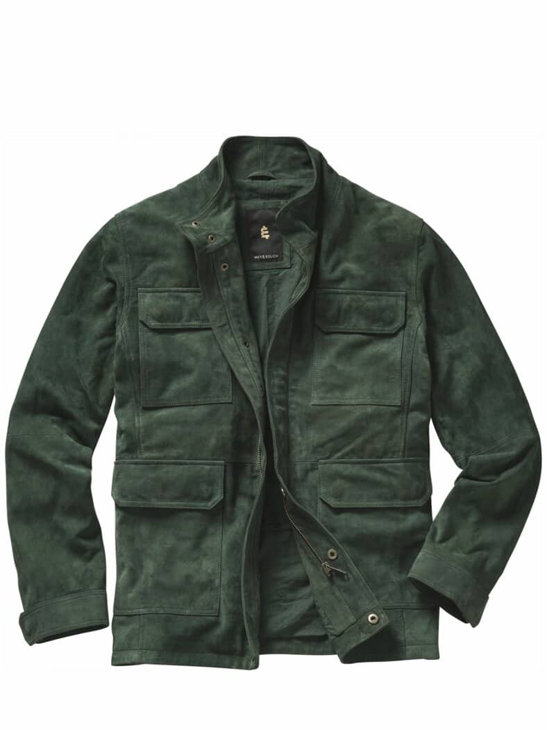 Leder-Fieldjacket Plus 6 racinggreen