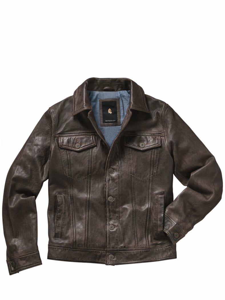 Jeans-Lederjacke walnuss