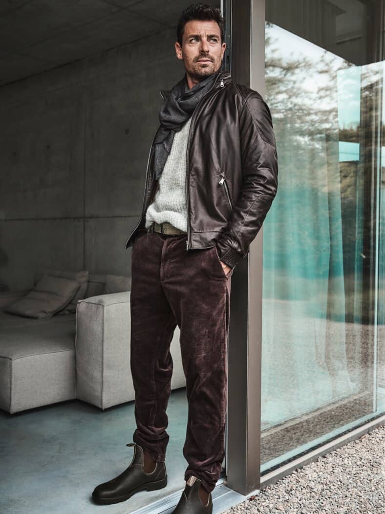 Exklusiver Lederblouson tiefbraun