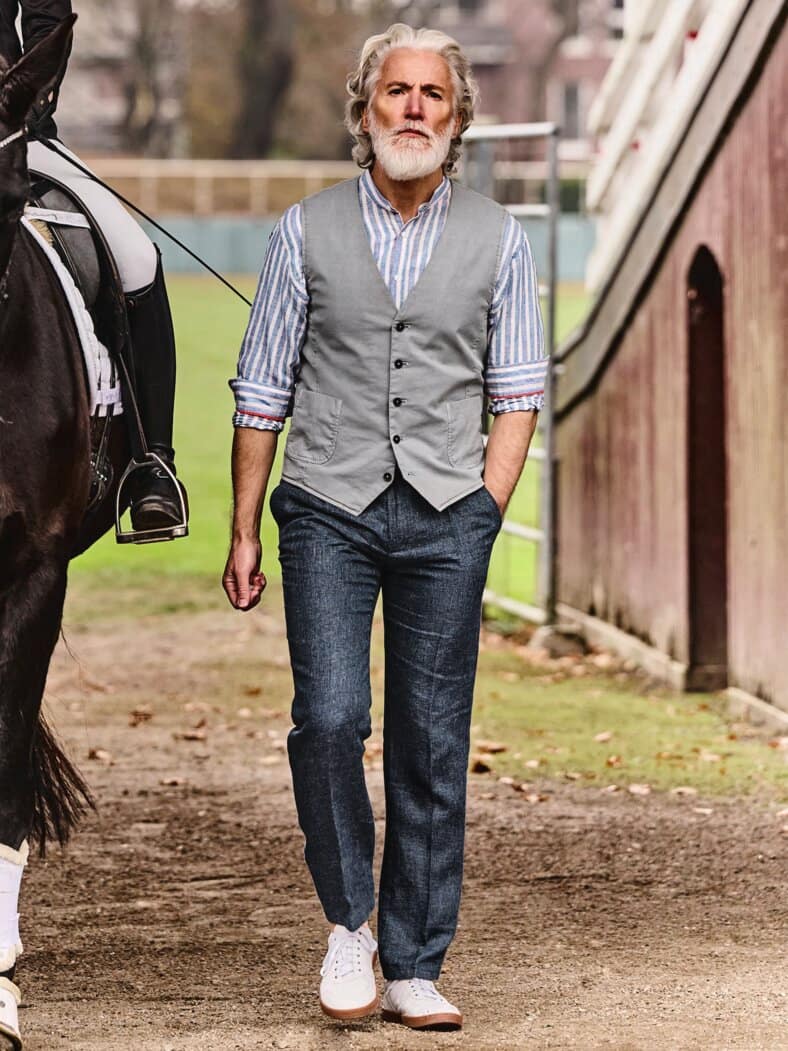 Toskana-Leinenanzughose toskana-blau