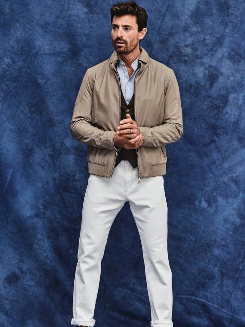 Lederjacke Donnington hellgrau