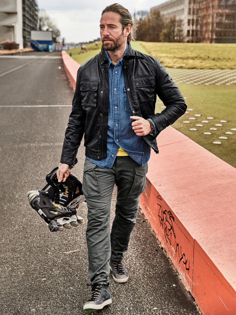 Pionier-Lederjacke kohle