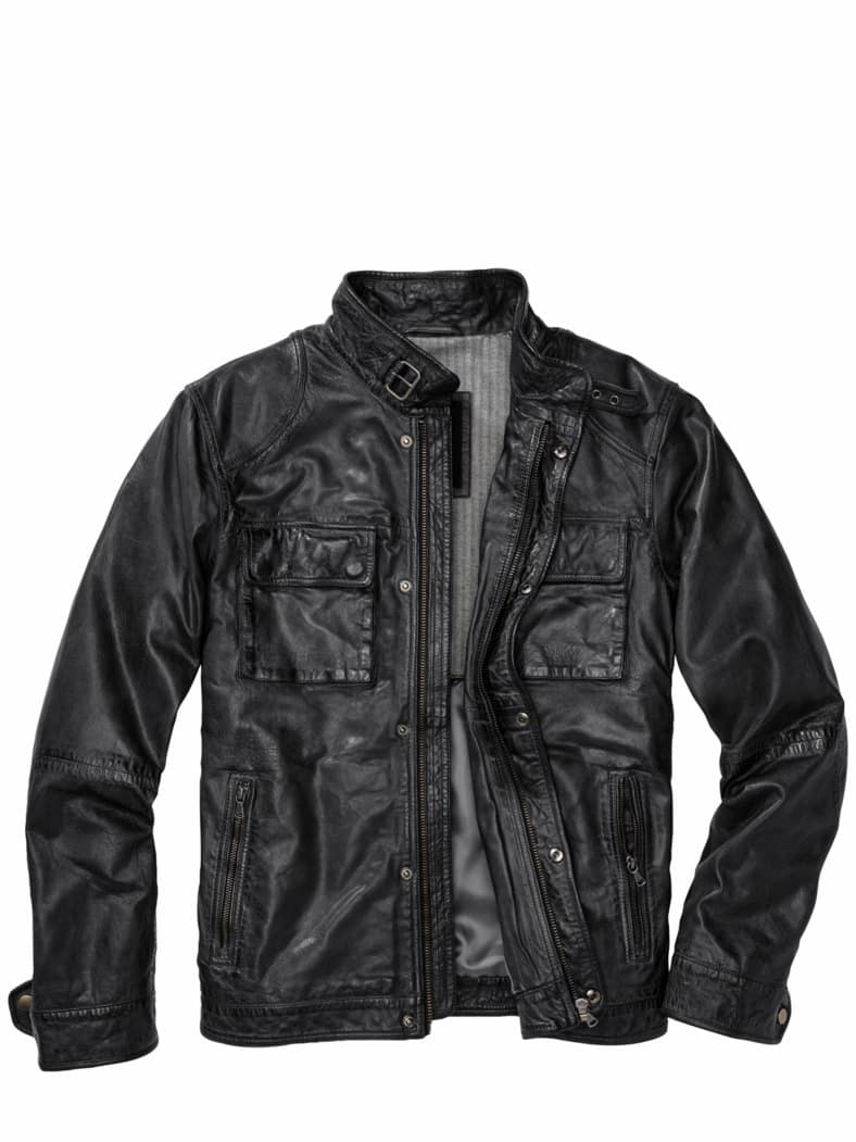 Pionier-Lederjacke kohle