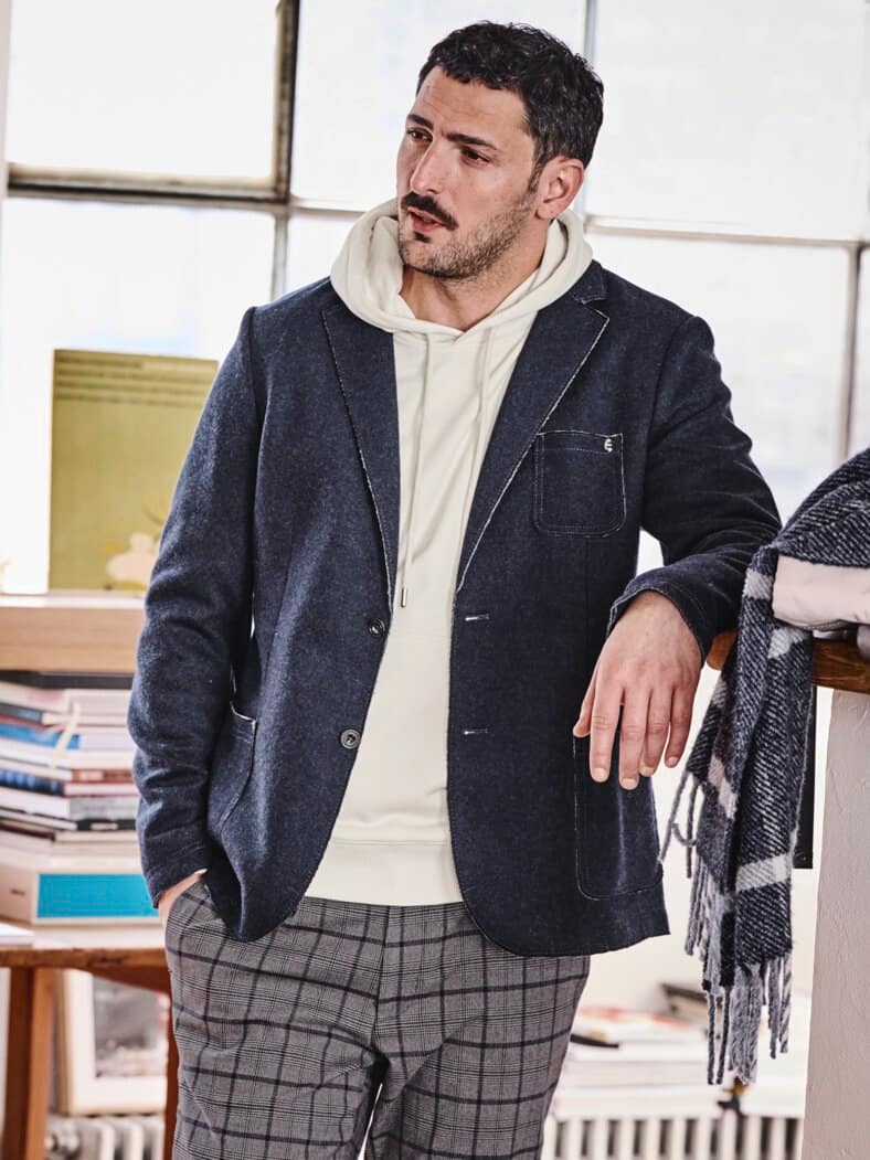 Scherenschnitt-Sakko taubenblau