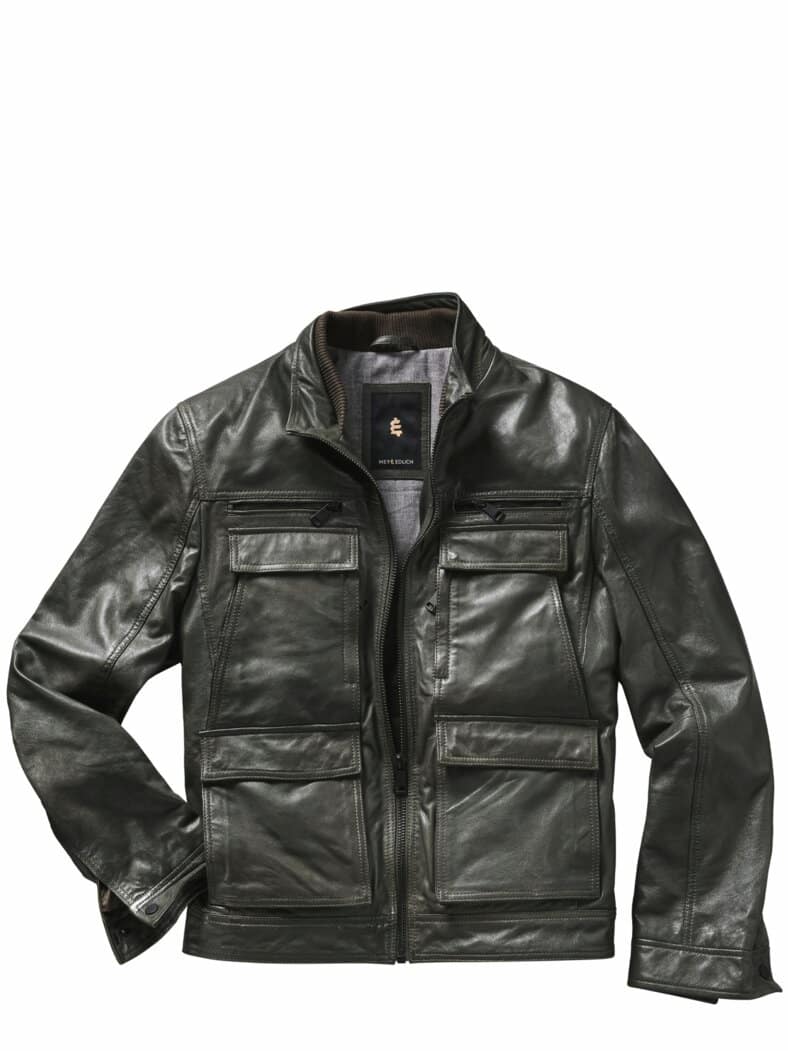 Vollkommene Lederjacke moosgrün