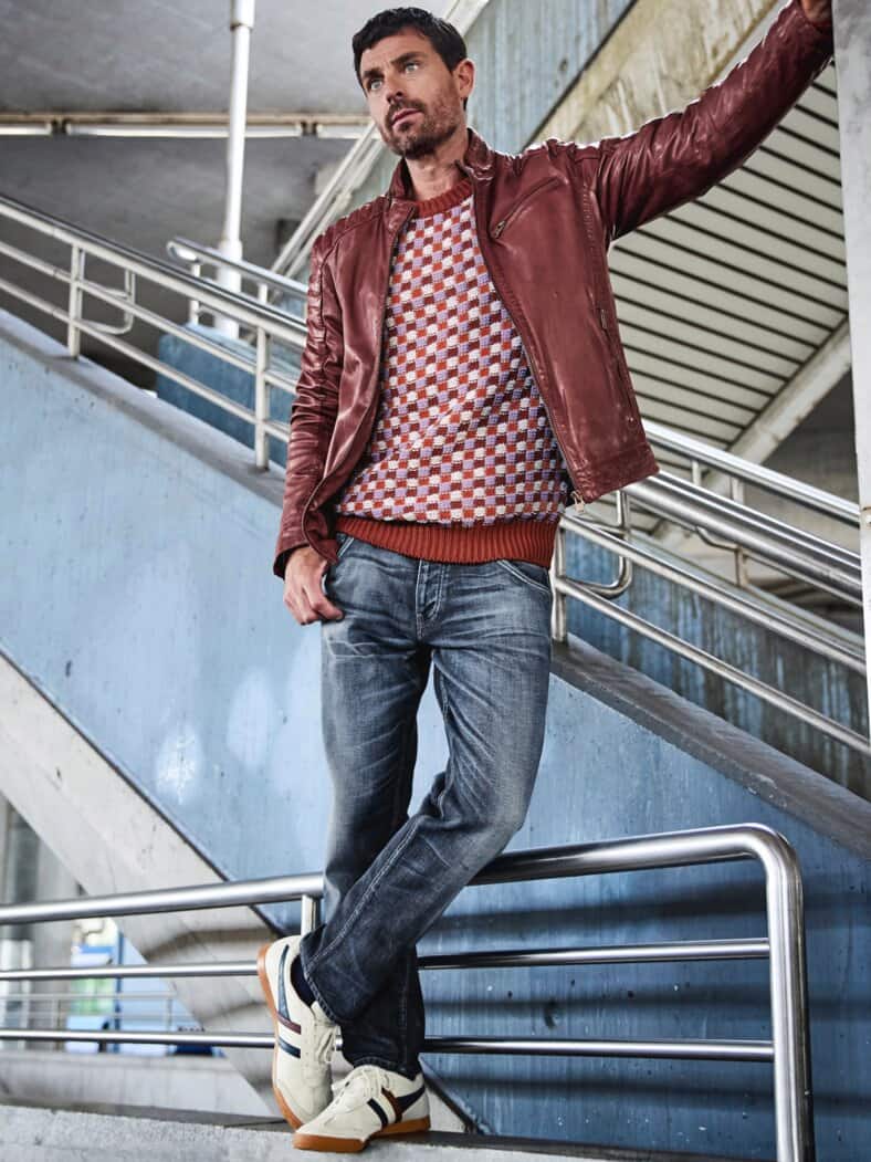 Cafe-Racer-Lederjacke chianti