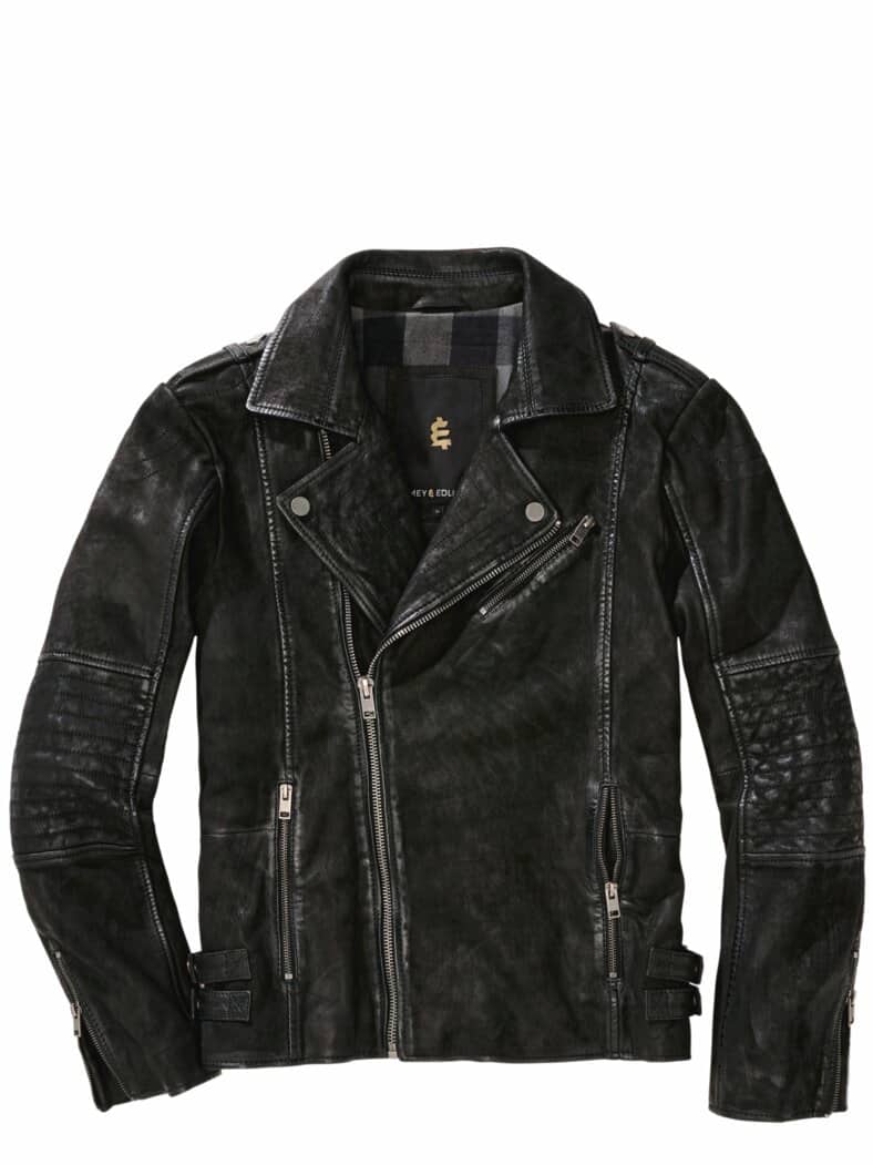 Gewaschene Bikerjacke schwarz