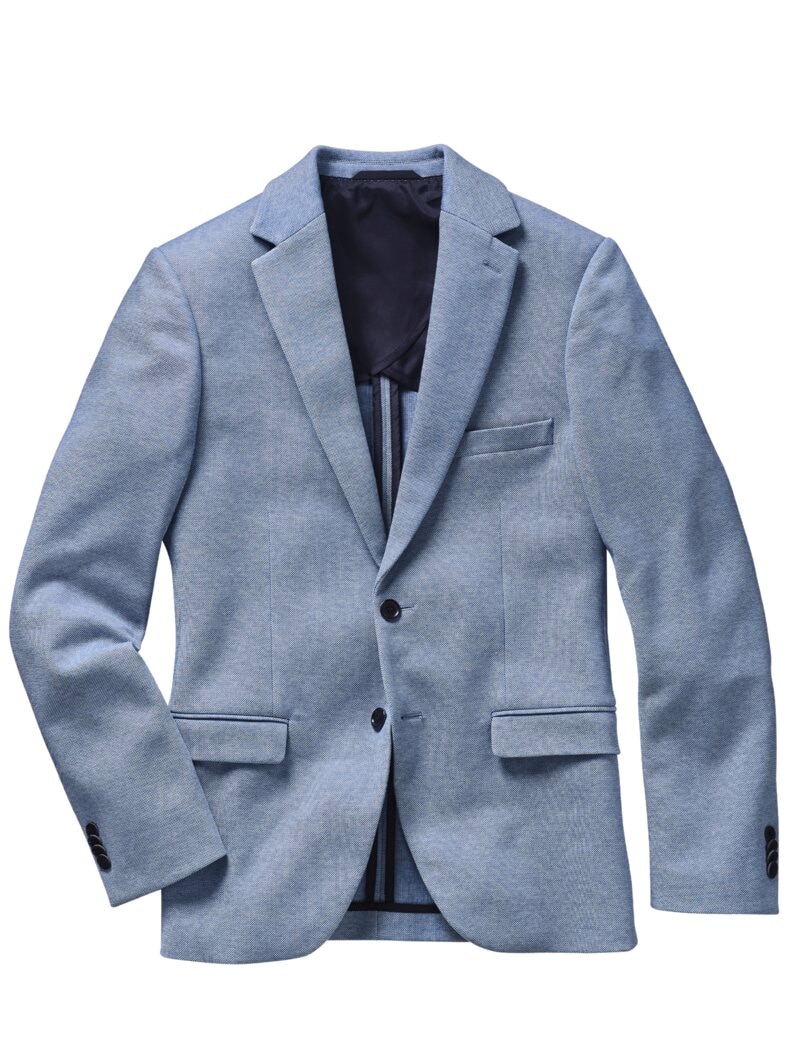 Frisches Jerseyanzugsakko aquablau