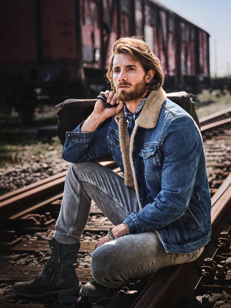 Sherpa-Jeansjacke washed blue