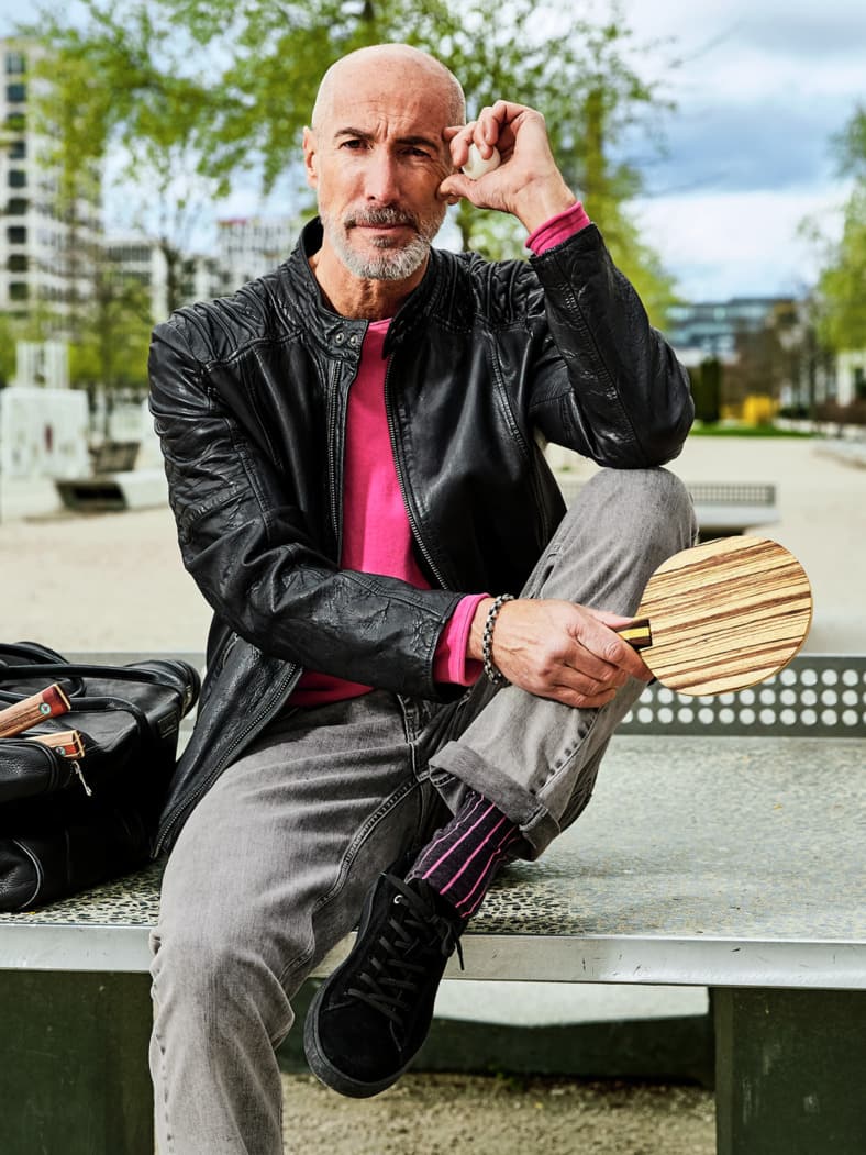 Regelbruch-Lederjacke schwarz