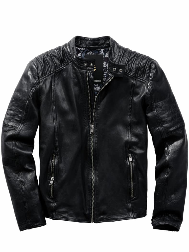 Regelbruch-Lederjacke schwarz