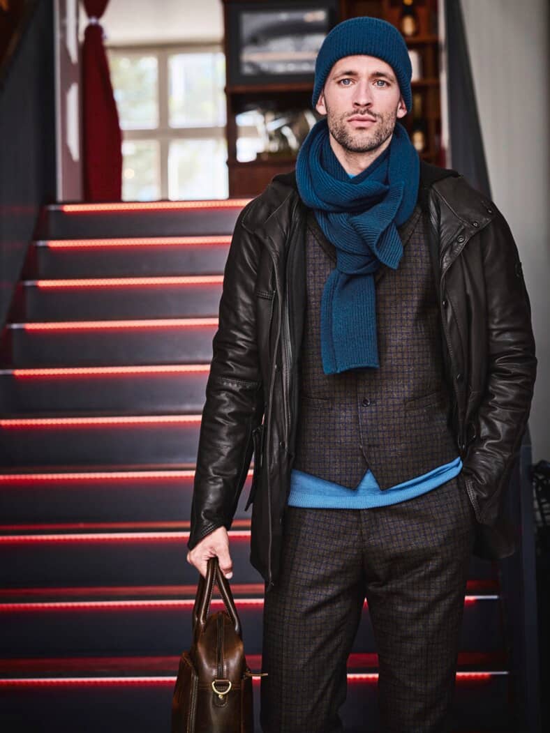 Lederparka Sherman mahagoni