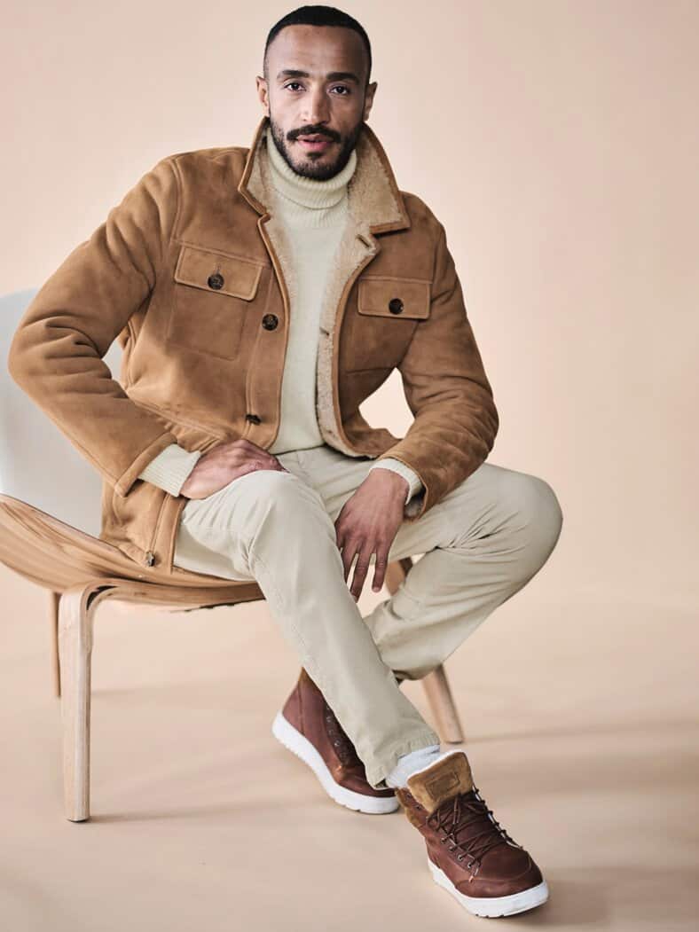 Lammfell-Fieldjacket brandy