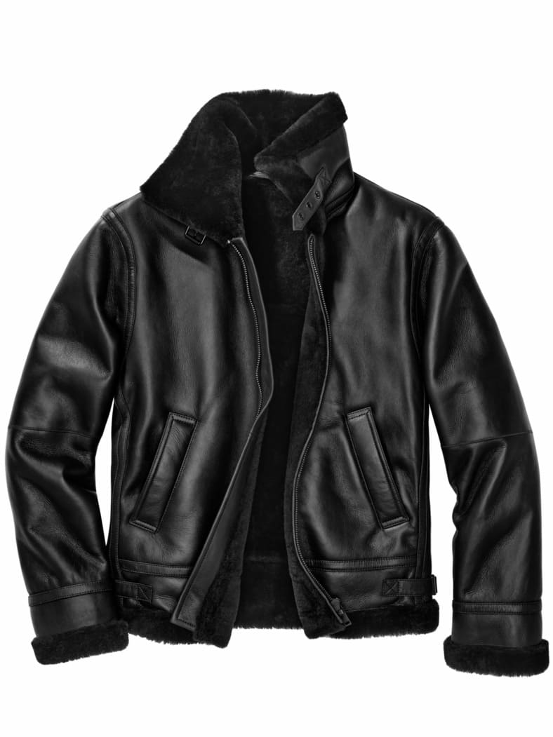 B3 Lammfell-Jacke tiefschwarz
