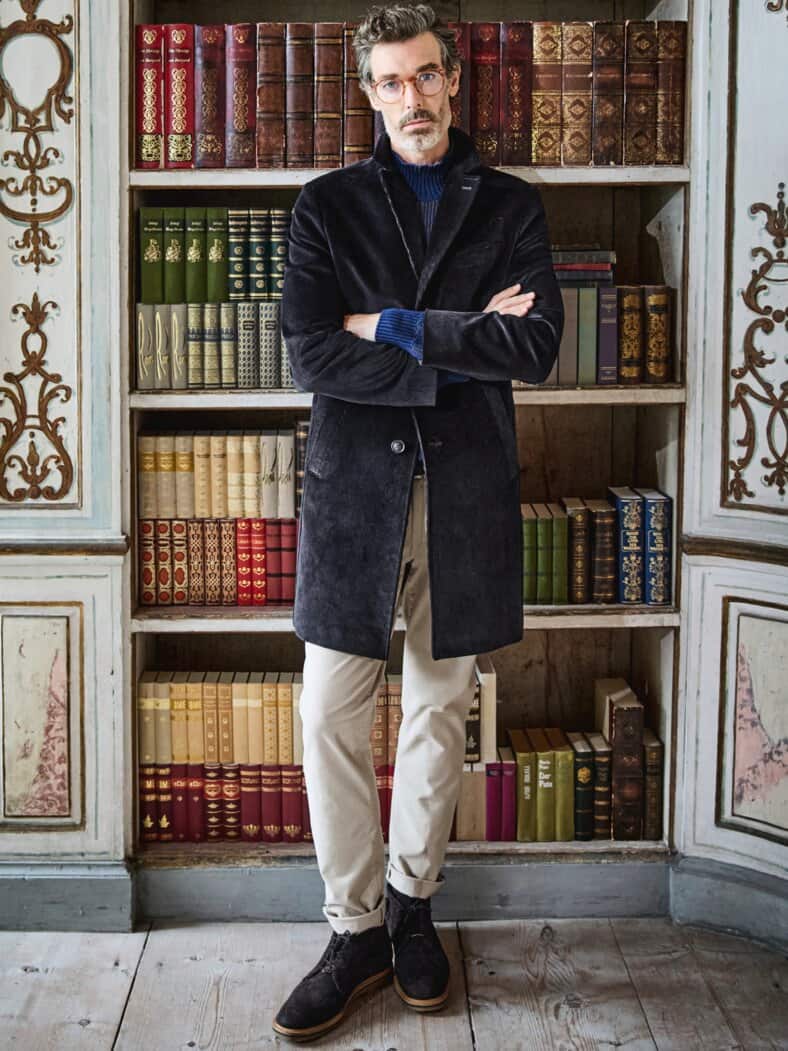 Ernst-Mey-Cordmantel tintenblau