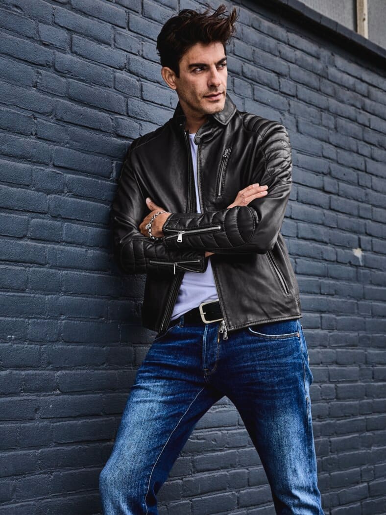 Lederjacke Interlagos reifenschwarz