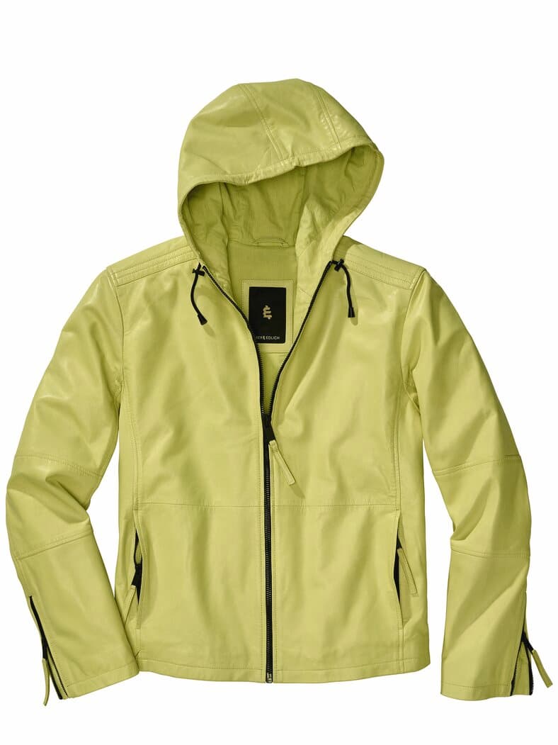 Statement-Lederjacke zitronengelb