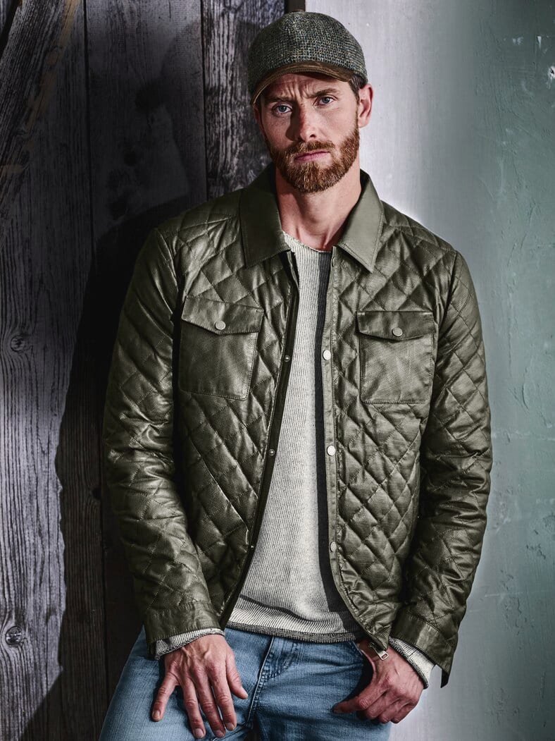 Stepplederjacke olive