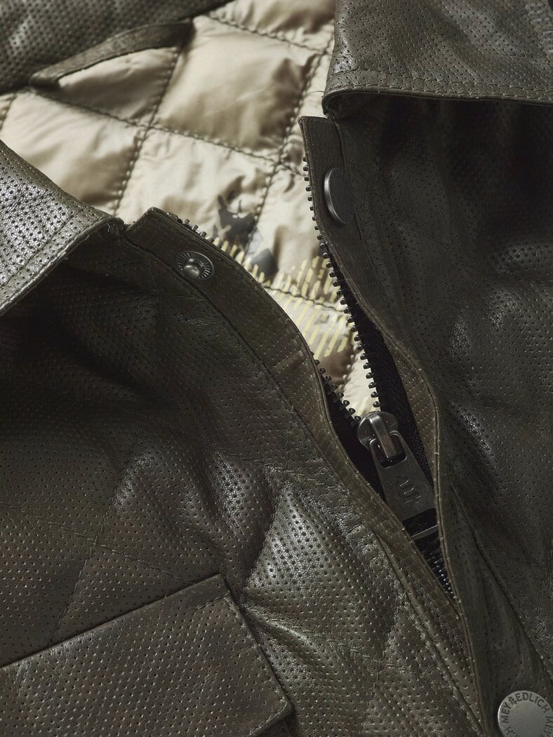 Stepplederjacke olive
