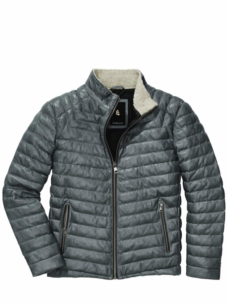 Hartgesottene Lederjacke silbergrau