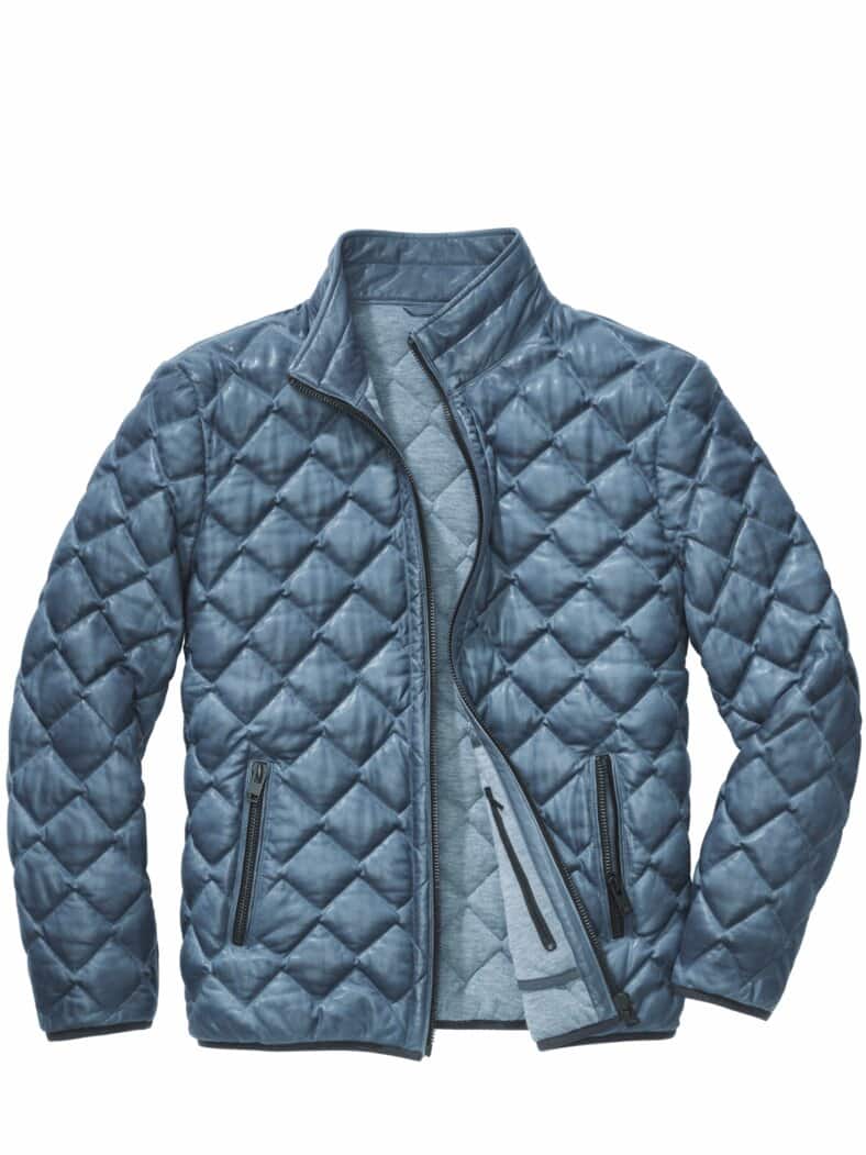 Schwerelose Stepplederjacke denimblau